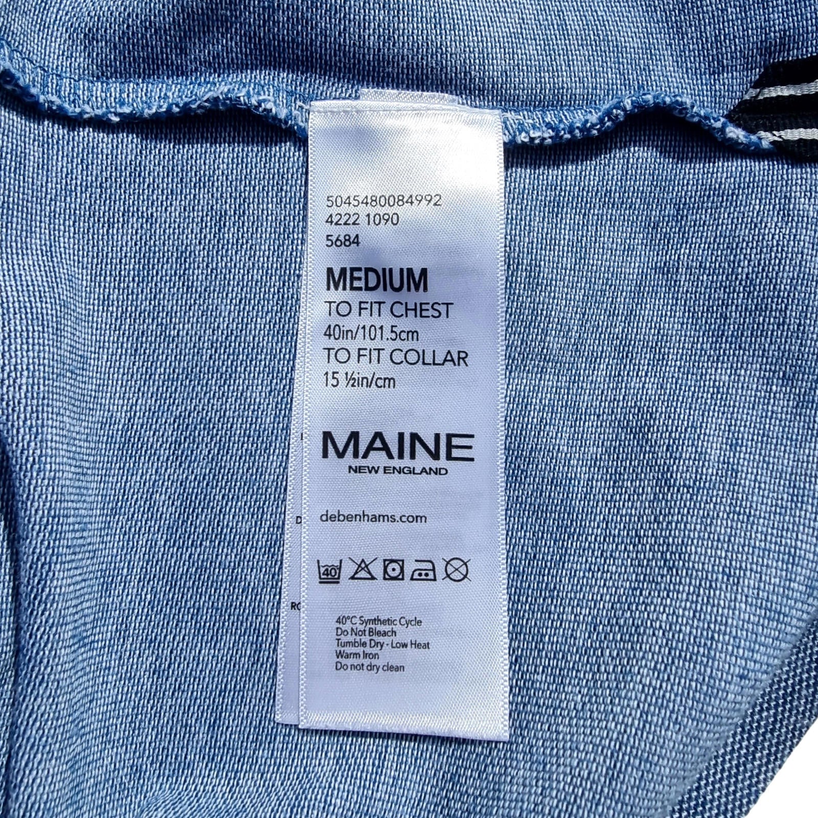 Maine Polo Shirt Men's UK Size M Blue Contrasting Trim 100% Cotton
