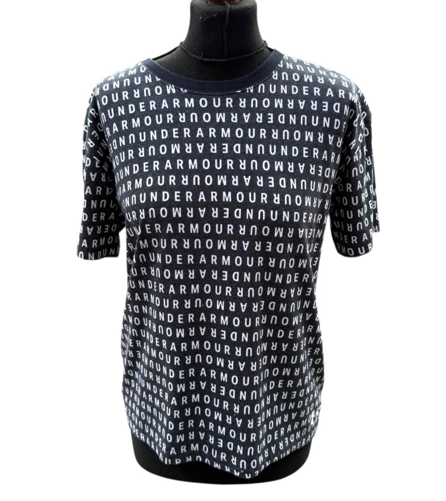 Under Armour Black White T-shirt Logo Print Shirt Sleeve Women’s UK Size S