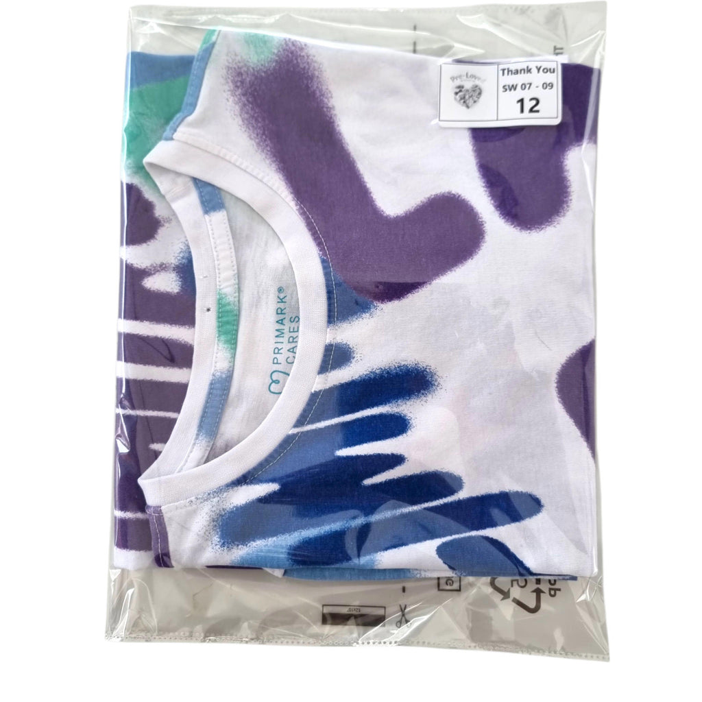 Primark T-Shirt Age 13 - 14 YRS Graphic Print Graffiti Crew Neck Jersey Tee