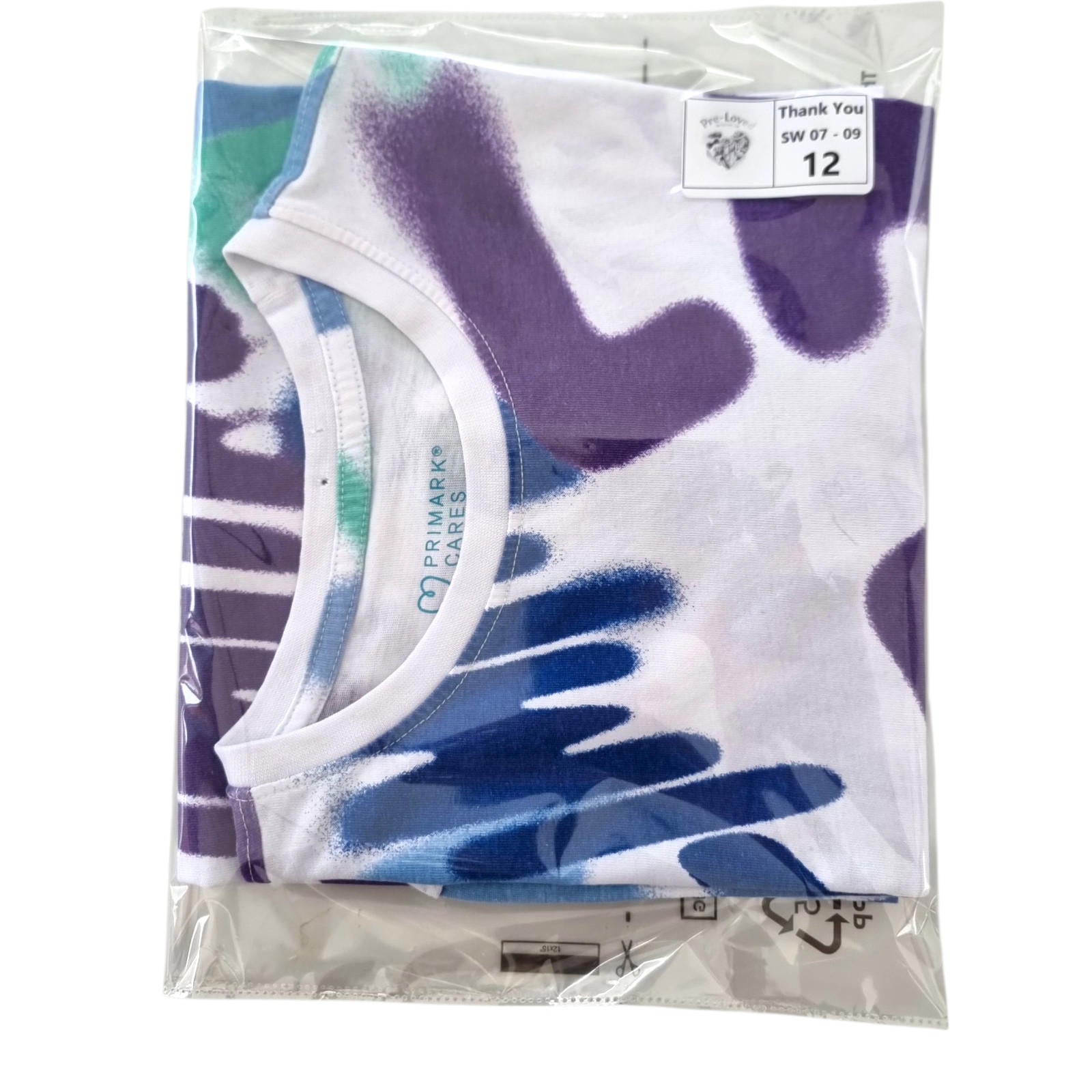 Primark T-Shirt Age 13 - 14 YRS Graphic Print Graffiti Crew Neck Jersey Tee