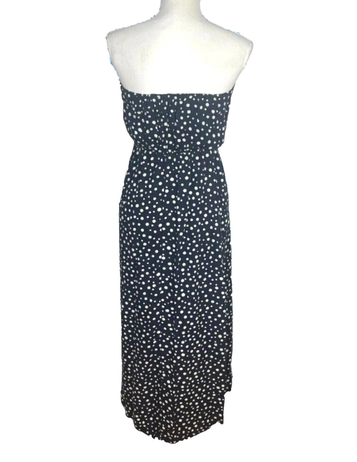 AX Paris Maxi Dress Polka Dot Navy & Cream Women's UK Size 10