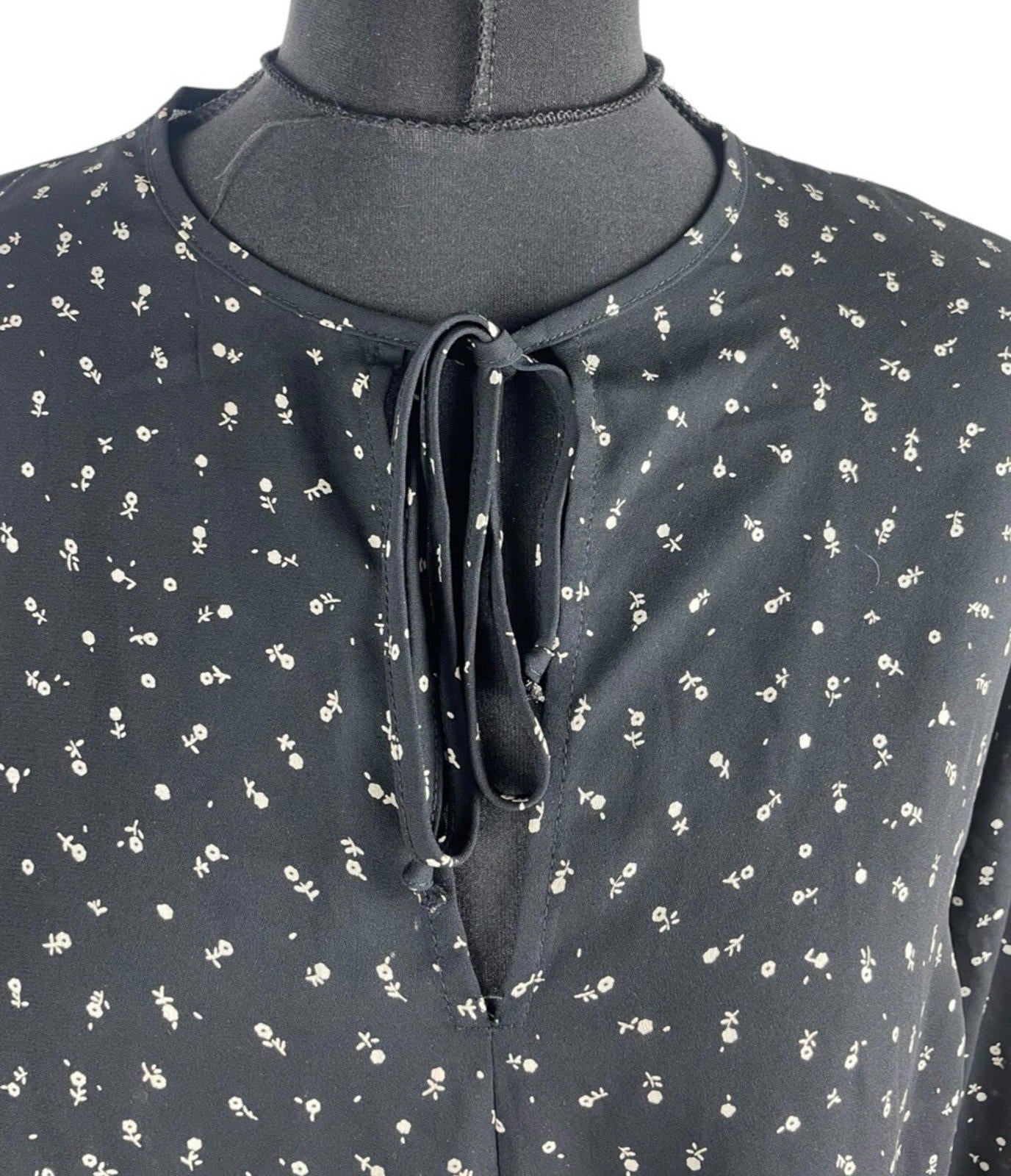 Lumiere Black Floral Blouse Long Sleeve Women’s UK Size S