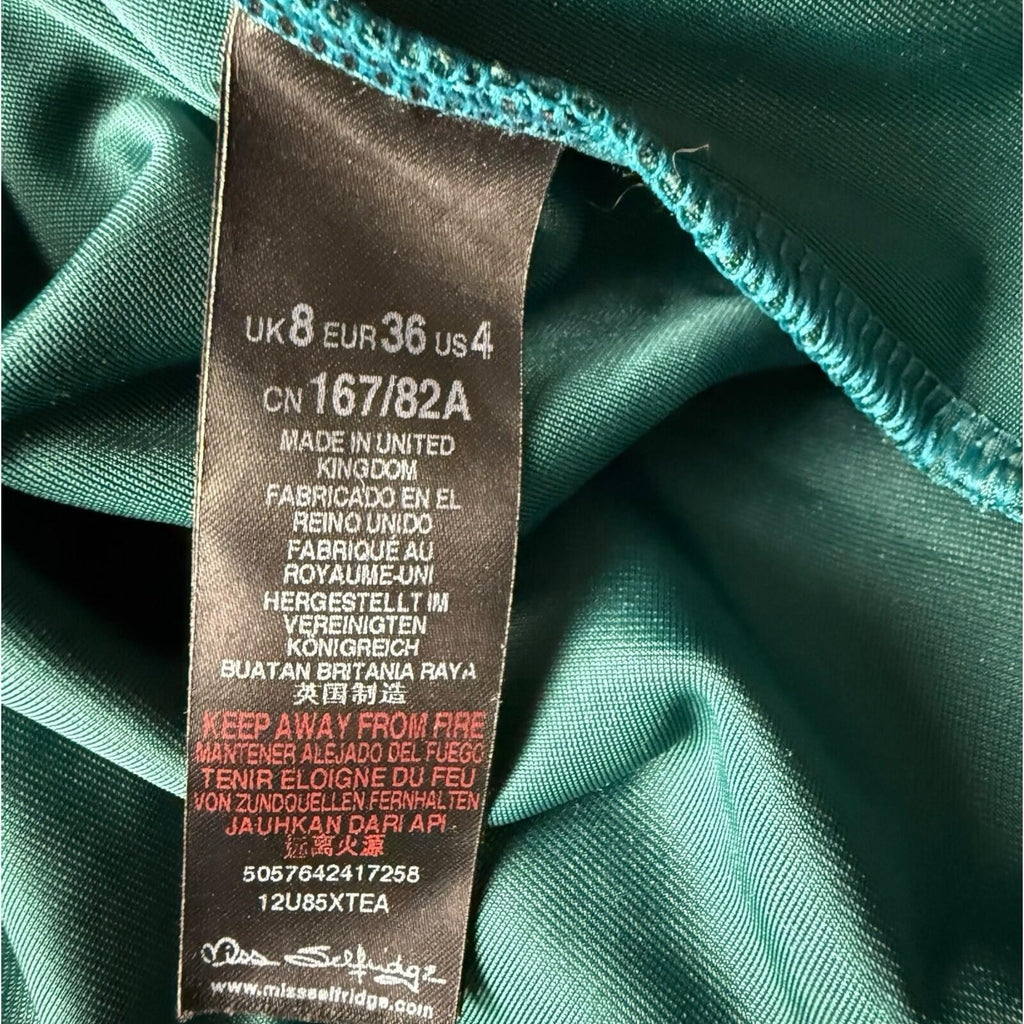 Miss Selfridge Velour Bodysuit Women’s UK Size 8 Sleeveless Green
