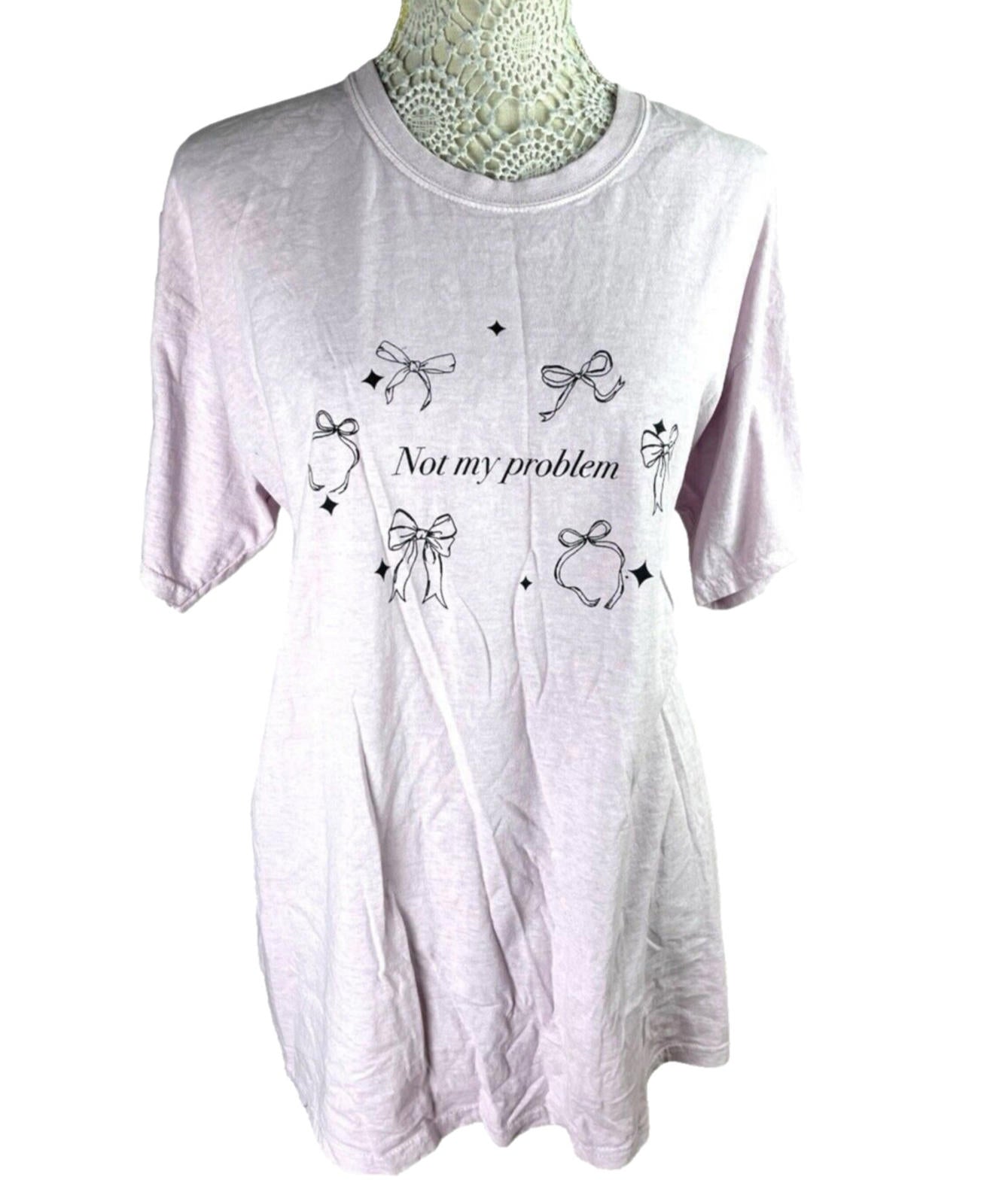 Pink Printed T-shirt Not My Problem Oversized Graphic Print Women’s UK Size M