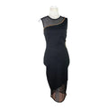 River Island Black Midi Dress Fishnet Panels Gold Studded Women’s UK Size 12