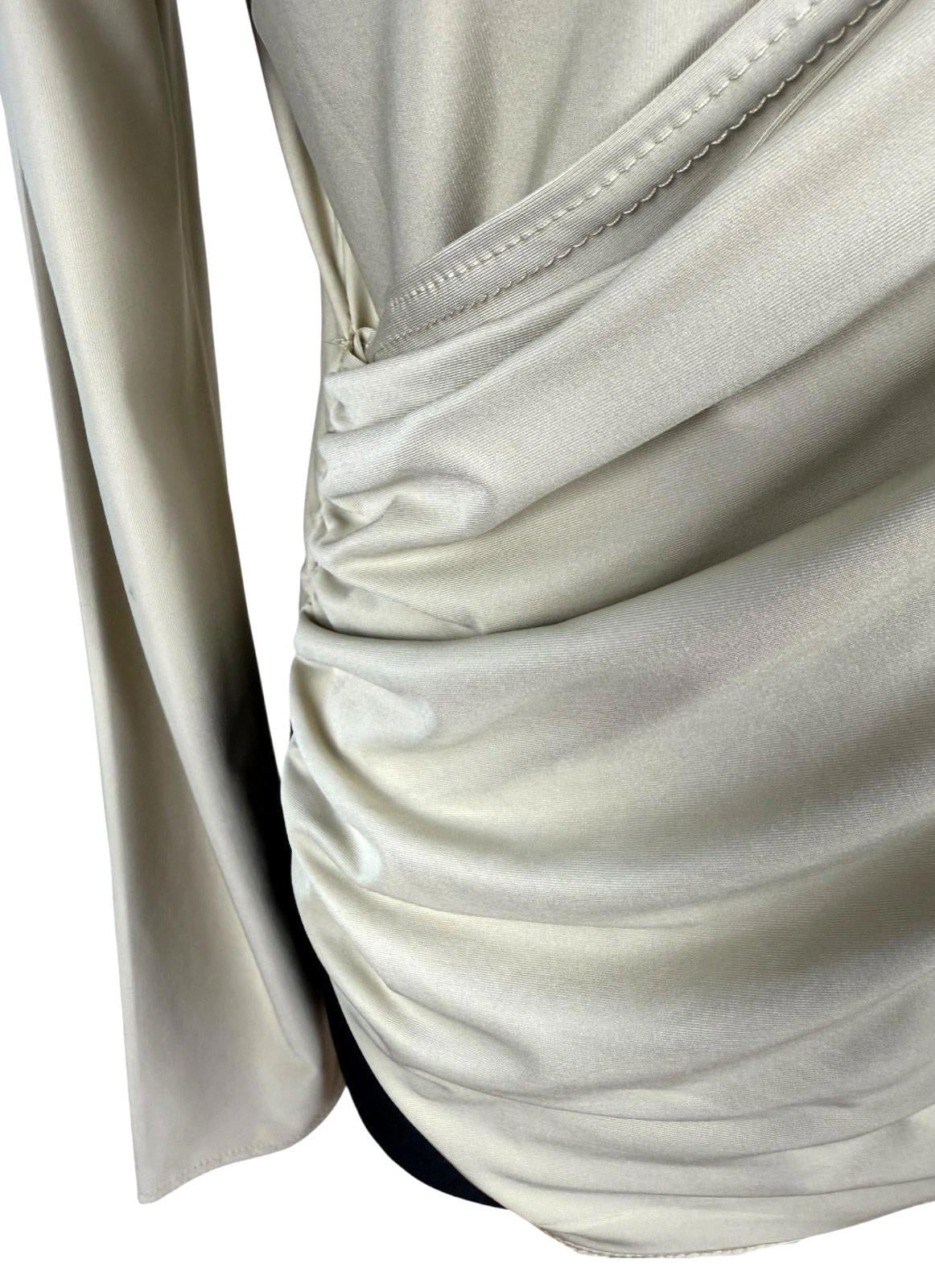 Red Label Beige Layered Top Slimming Long Sleeve Stretch Women’s UK Size S