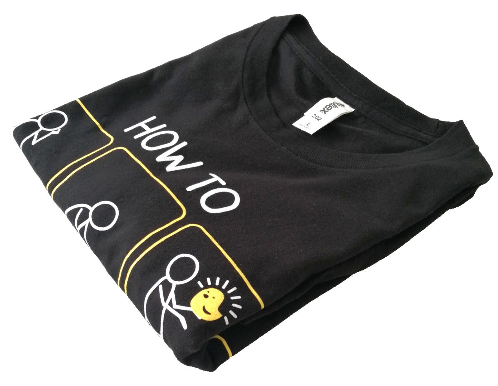 Funny Cute Animal Graphic Print T-Shirt Men's Size L Black Crew Neck 100% Cotton