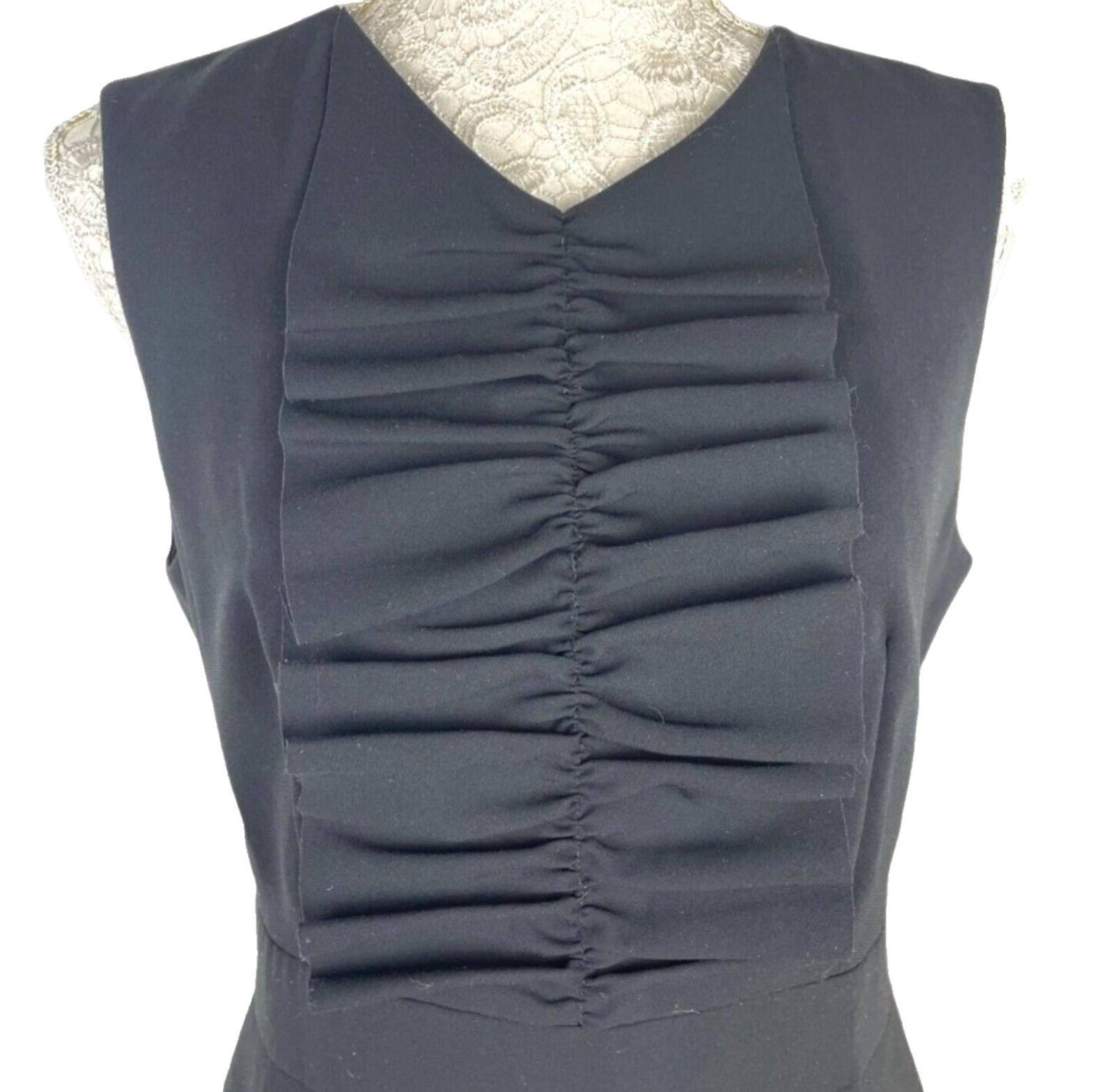 Ted Baker Midi Dress Size 3 Ruched Panel Black A-line Women's UK Size 12