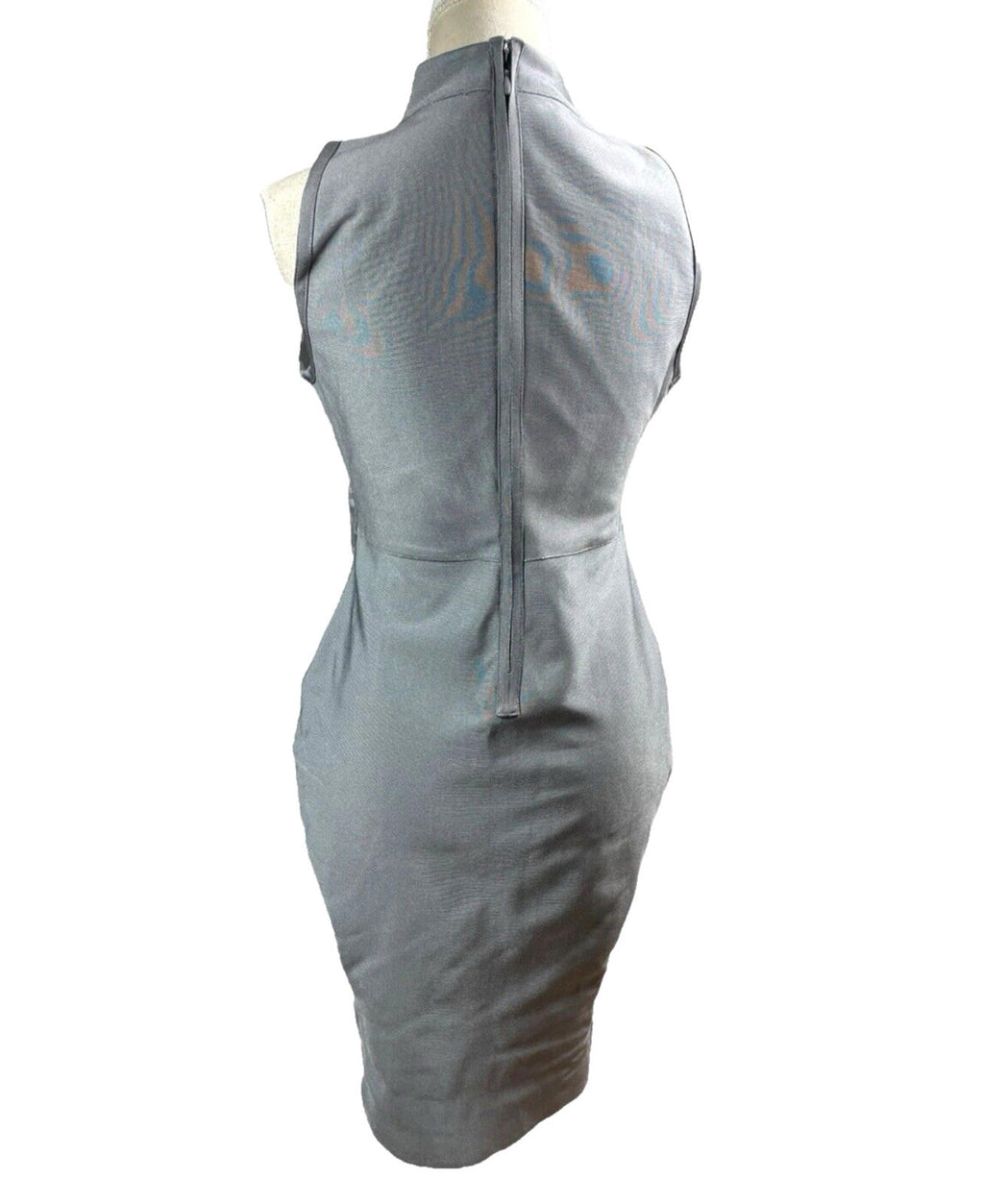 Missguided Silver Shimmer Midi Dress Shaping High Neck Women’s UK Size 12