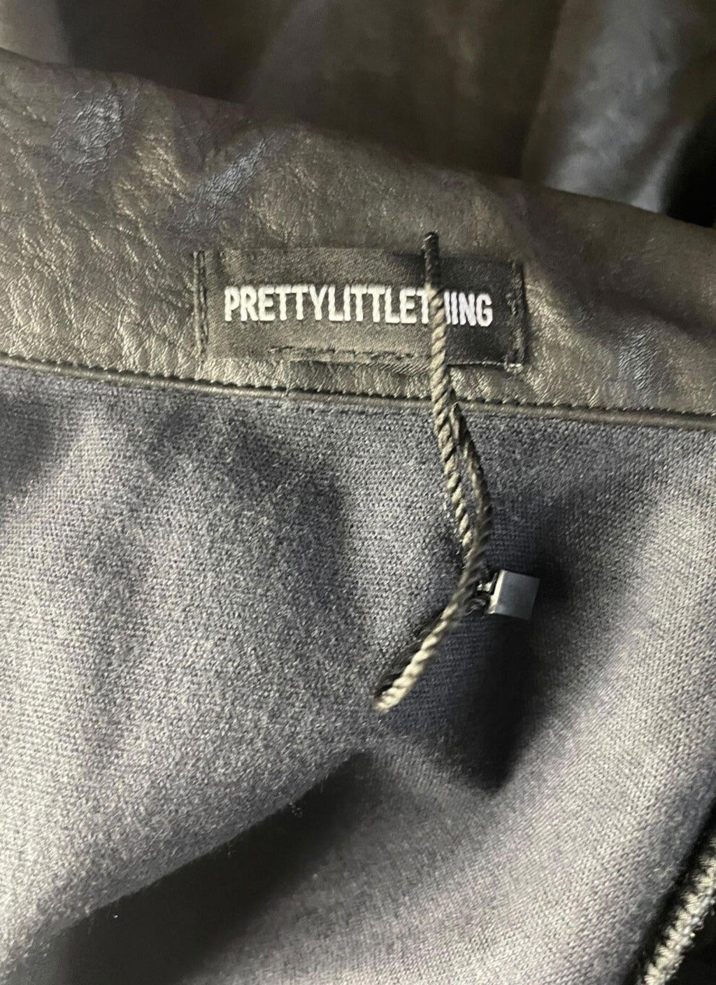 Pretty Little Thing Faux Leather Jacket Oversized Black Women's UK Size 8