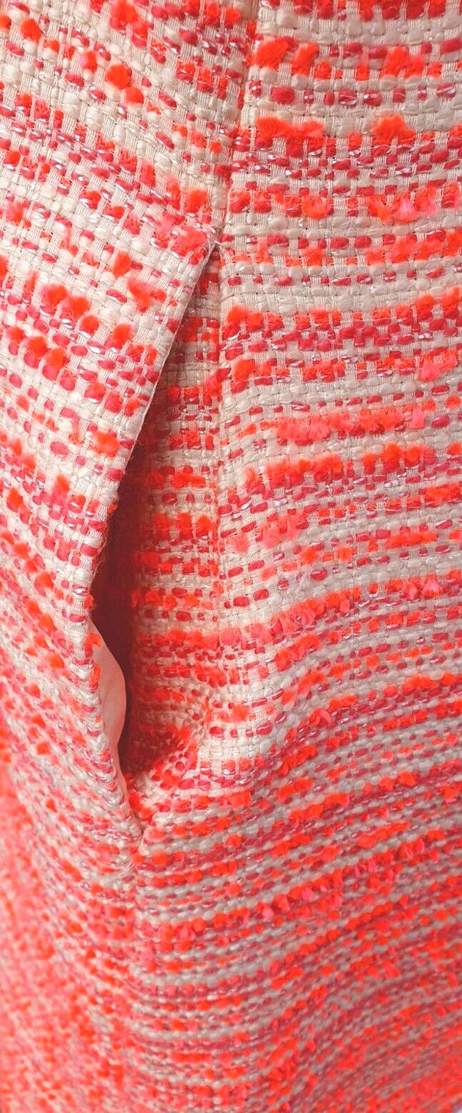 John Lewis Orange Tweed 60's Mini Dress Textured Summer Women's UK Size 12