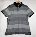 Debenhams Men's UK Size XL Grey Polo Shirt Striped Plum Black Collar Side Gusset
