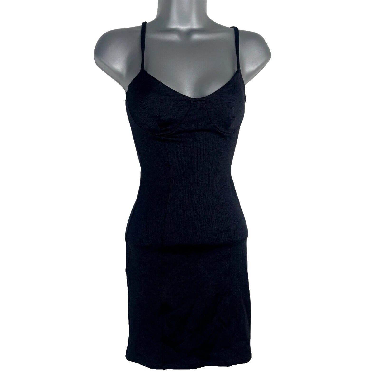 Bershka Mini Dress Black Ribbed Women’s UK Size XS