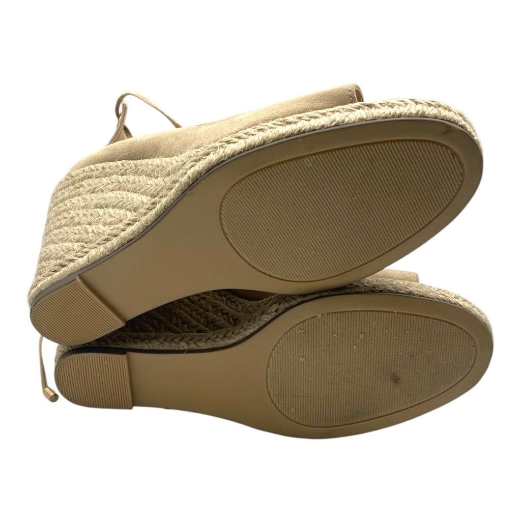 Just Fab Wedge Espadrille Shoes Women’s UK Size 6 Beige Suede Lace-Up Ankle