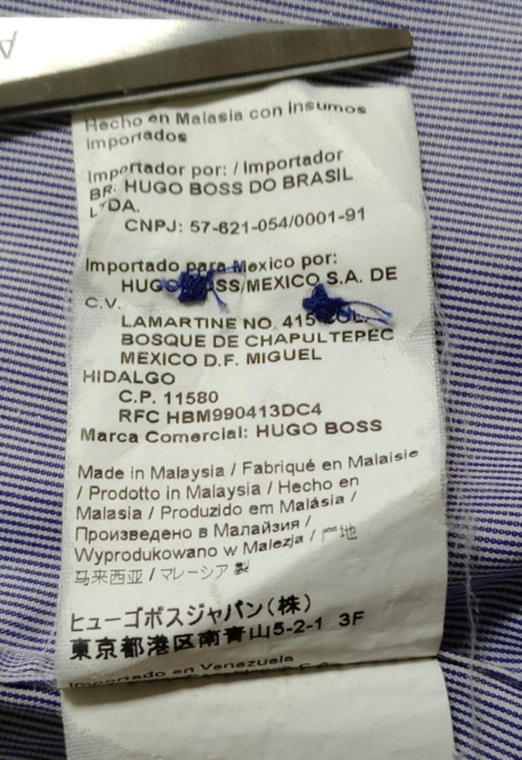 Hugo Boss Shirt Men's UK Size S Blue Stripe 100% Cotton Easy Care Slim Fit