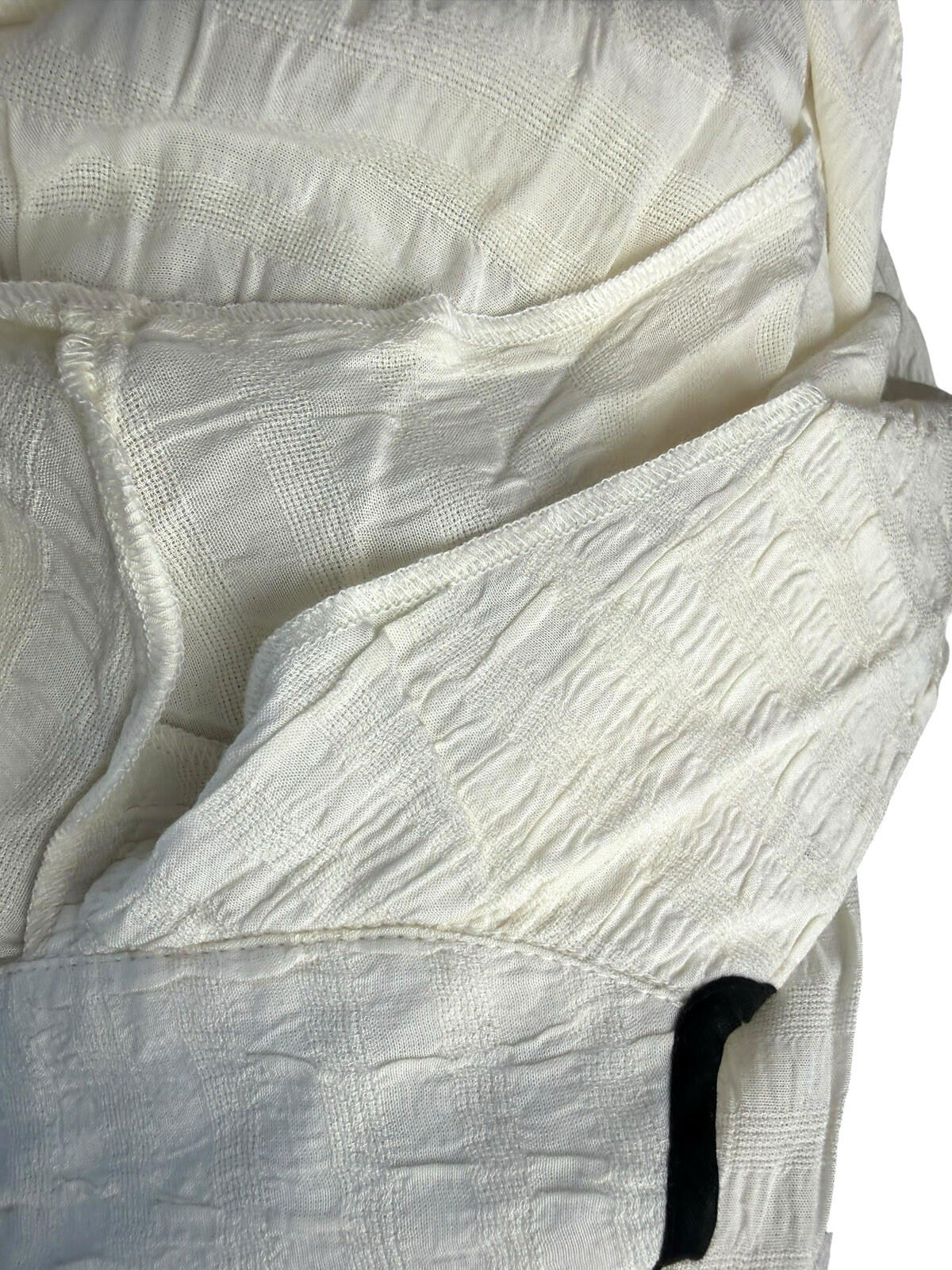 Linen Blazer Blouse Top Women’s UK Size S Flared Sleeves Ivory & Black Piping