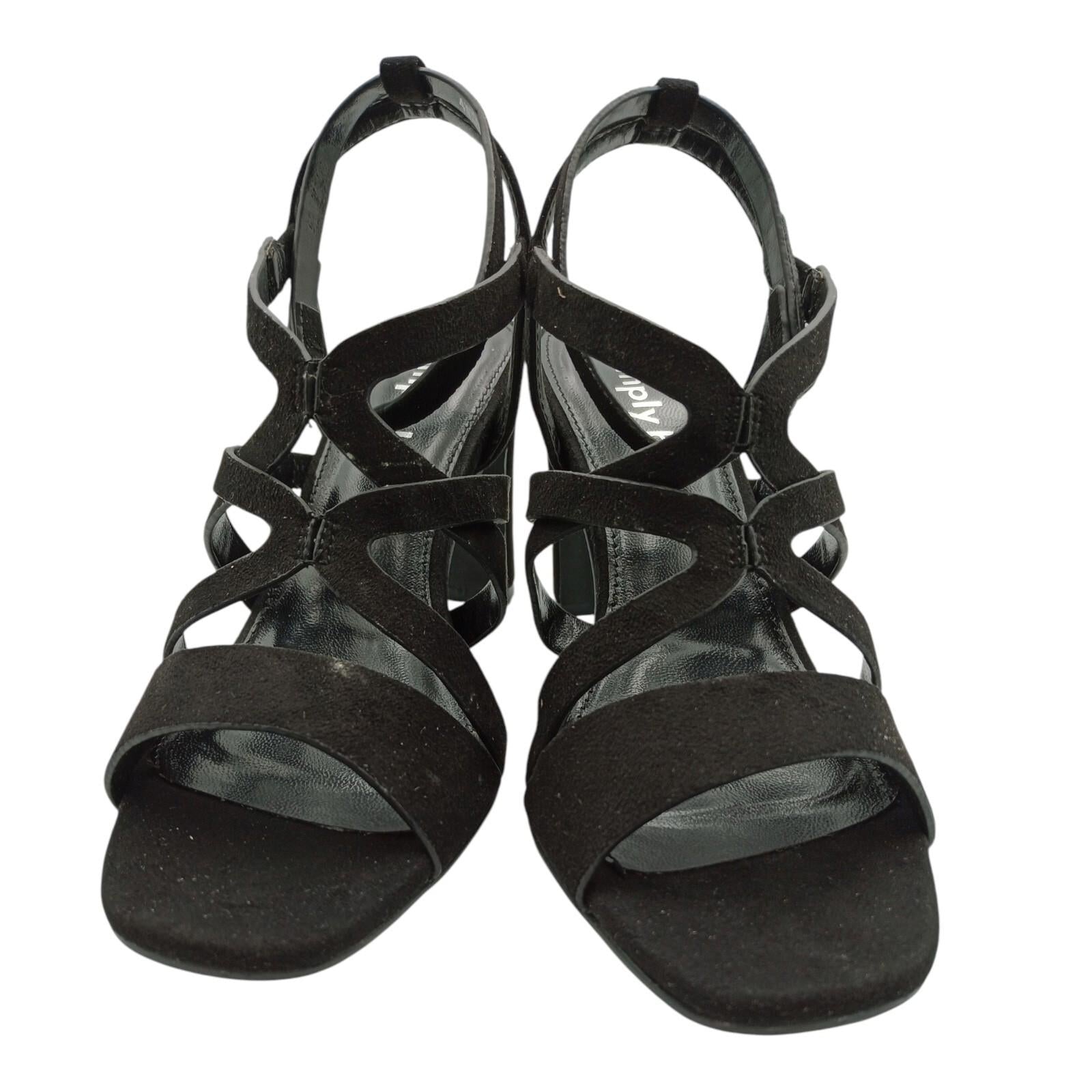 Simply Be Block Heel Platform Sandals Women's UK Size 4 Black High Strappy Shoes