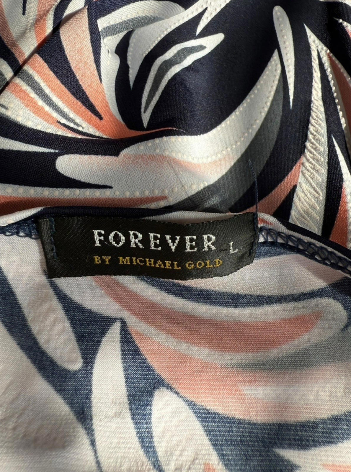 Forever Abstract Print Blouse Women's UK Size L Colorful Swirl Stitch Detail Top