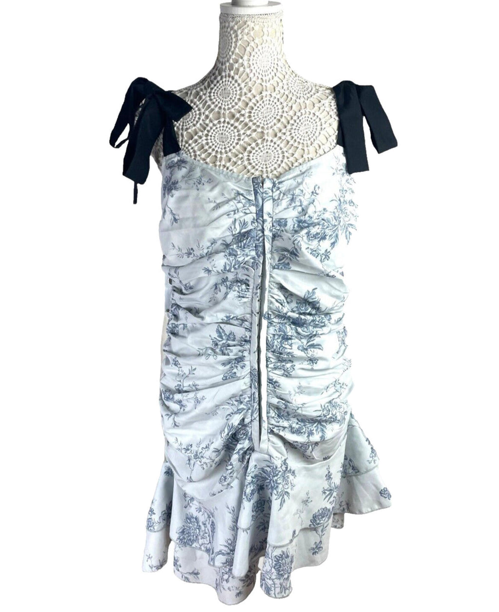 Pretty Little Thing Pale Blue Corset Mini Dress Ruffles Women’s UK Size 16