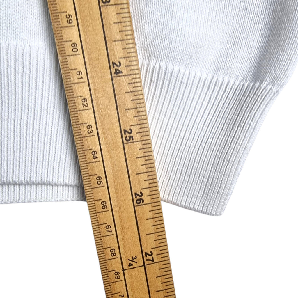 Next Knit Polo Shirt Men's UK Size S White Blue 1/4 Zip Short Sleeve 100% Cotton