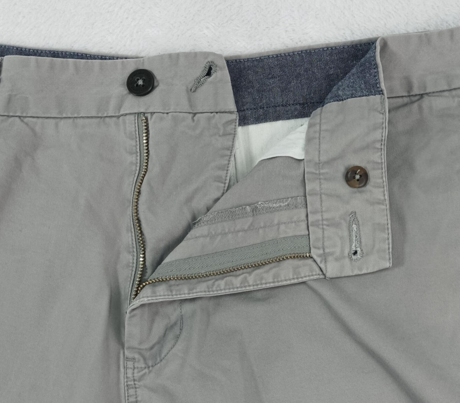 Next Chino Shorts Men's UK Size 38W Grey 100% Cotton Zip Front Pockets