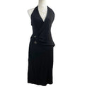Karen Millen Black Midi Dress D-Ring Design Halterneck Women’s UK Size 12