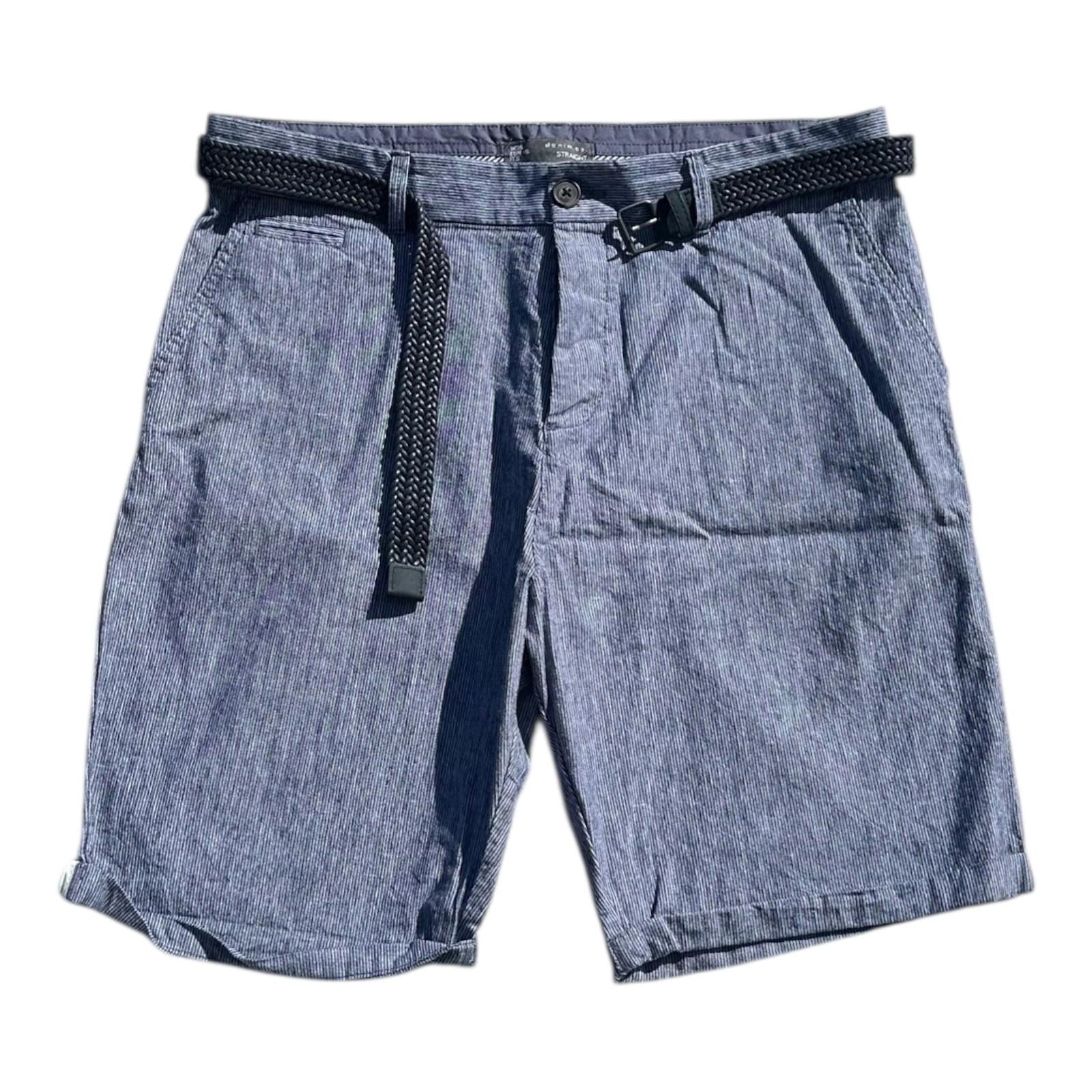 Denim Co Shorts Men's UK Size 36" W Blue Belted Pockets Button Up Summer Bermuda