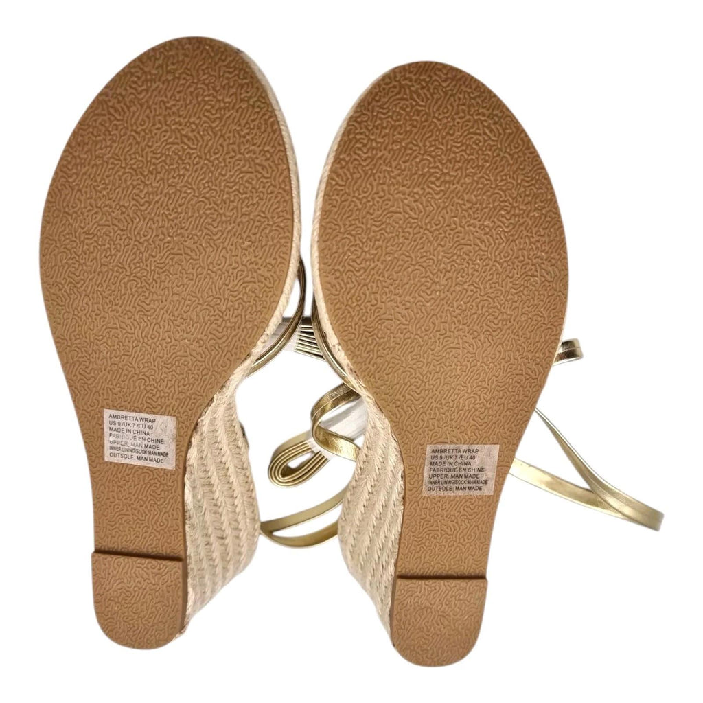 JUSTFAB Ambretta Wrap Wedge Sandals Shoes Gold Women's UK Size 9
