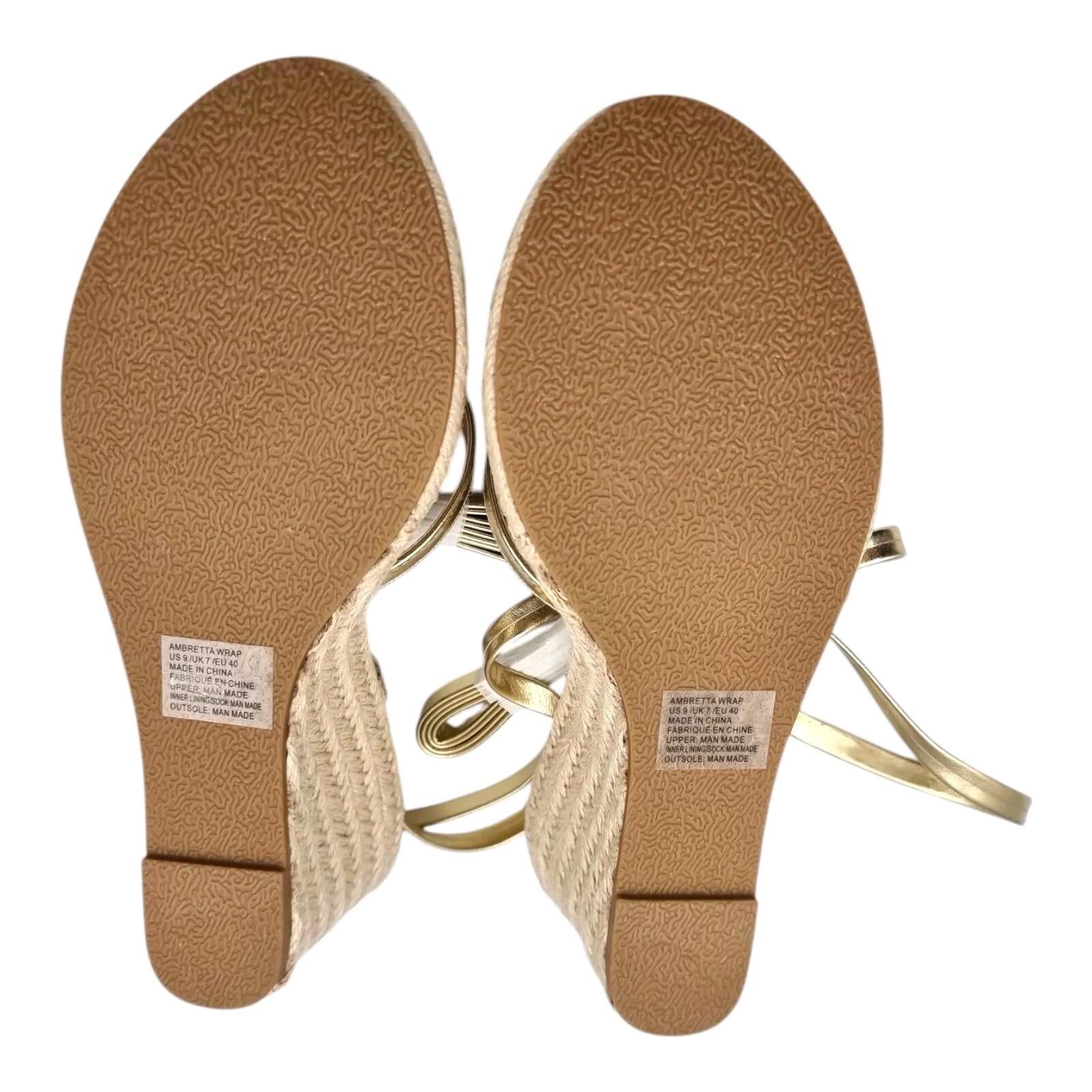 JUSTFAB Ambretta Wrap Wedge Sandals Shoes Gold Women's UK Size 9