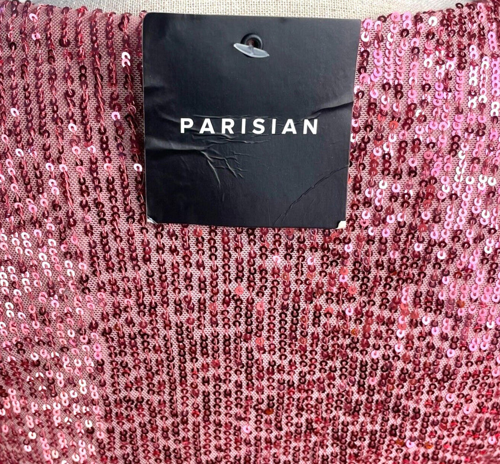 Parisian Mini Dress Pink Full Sequin Long Sleeve Occasion Women’s UK Size M (10)