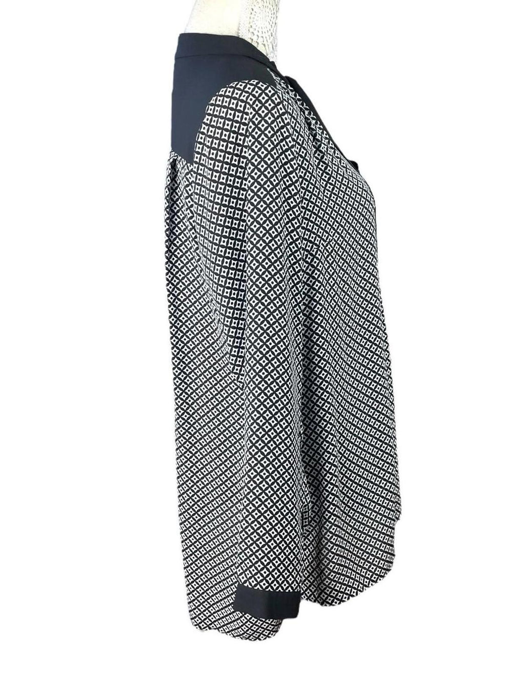 Marks & Spencer Long Sleeve Blouse Women’s UK Size 14 Tie Neck Geometric Print