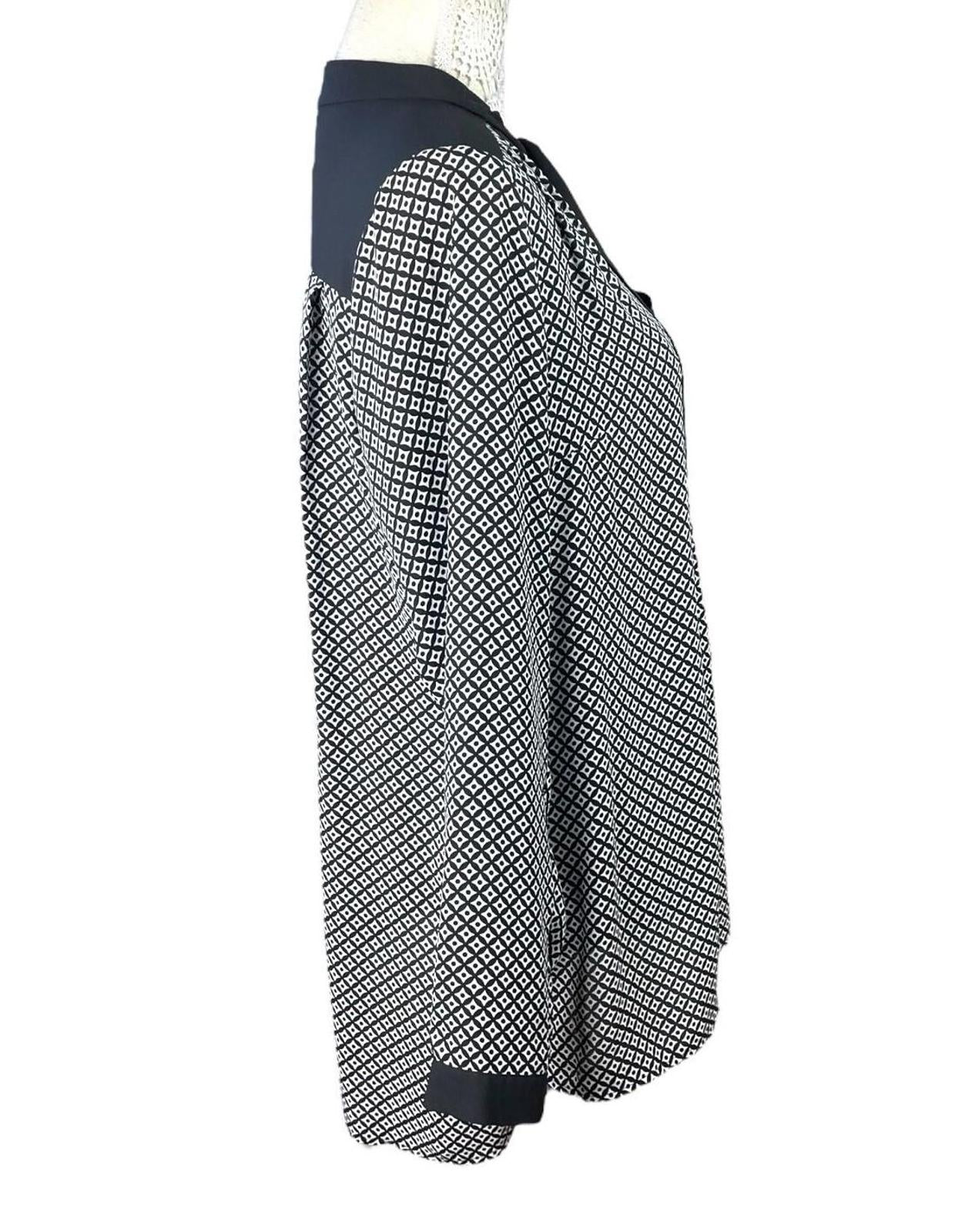 Marks & Spencer Long Sleeve Blouse Women’s UK Size 14 Tie Neck Geometric Print