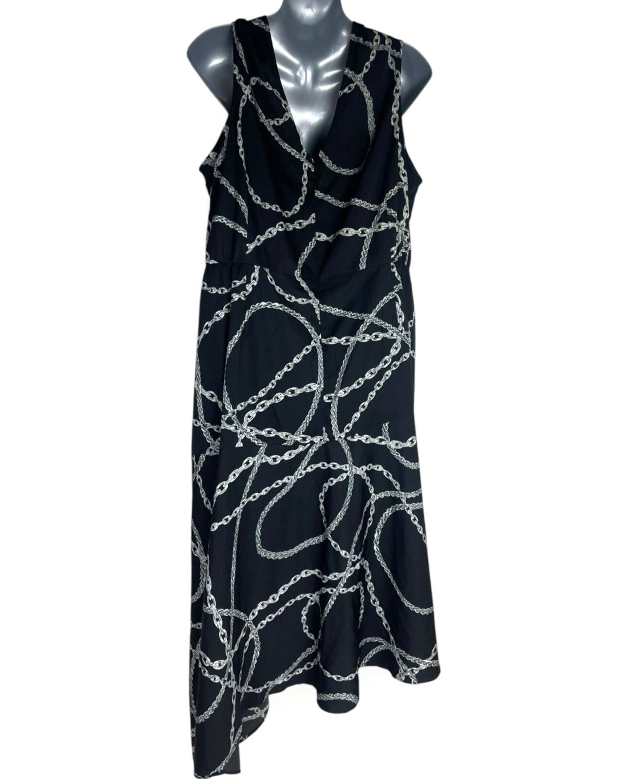 Simply Be Sleeveless Midi Dress Women’s UK Size 20 Lightweight Chain Print Black