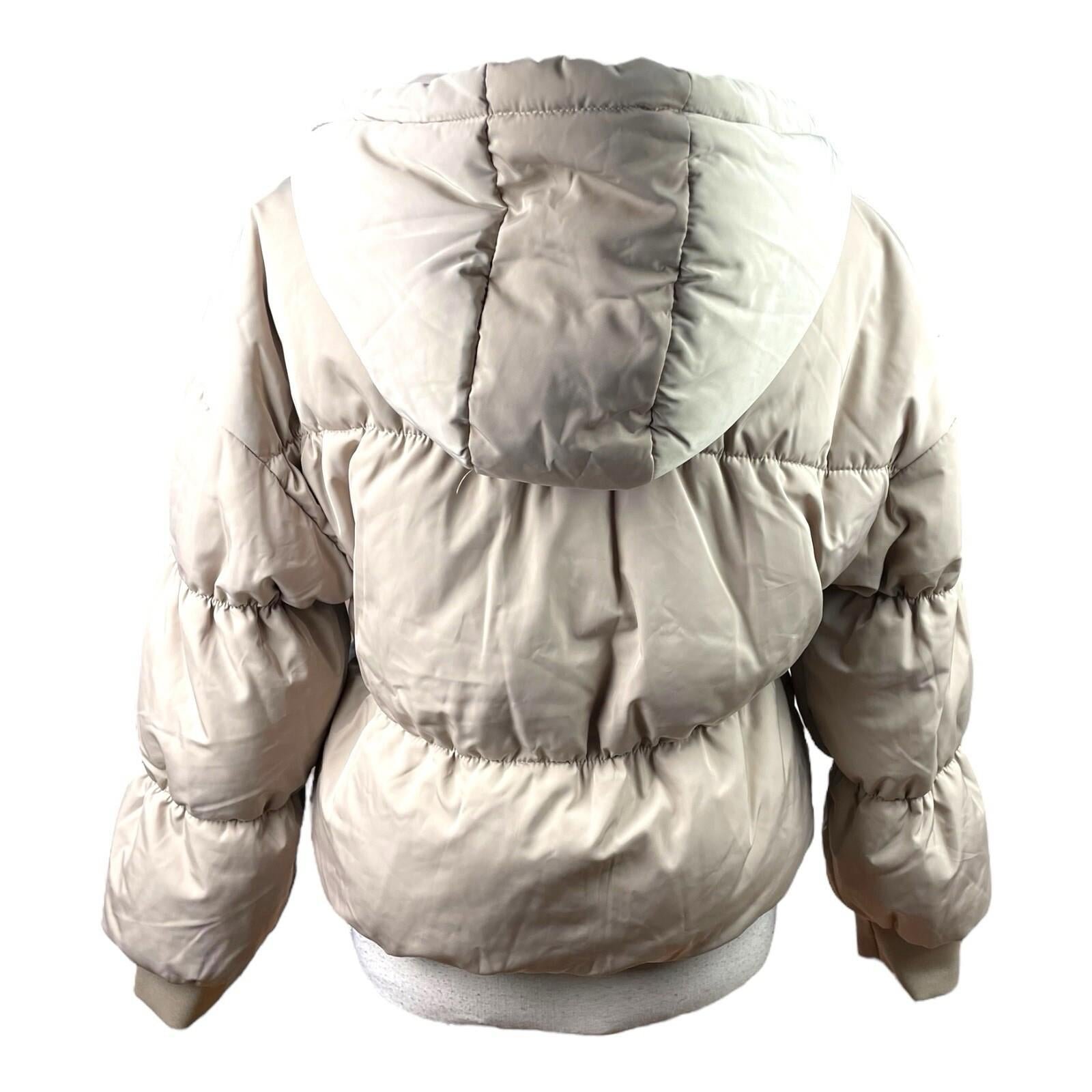 Divided Griege Puffer Jacket Mid Length Hooded Women’s UK Size XXS