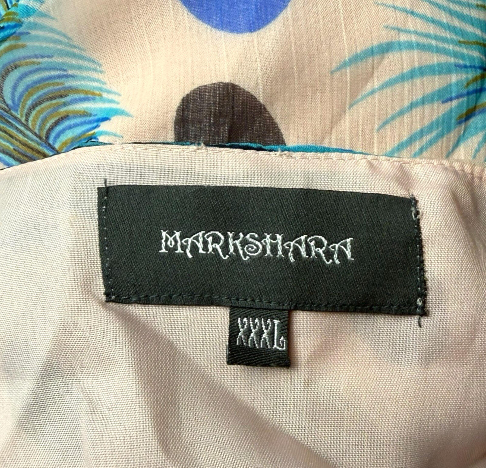 Marksharn Chiffon Party Dress Women’s UK Size 3XL Peacock Design Multicolour