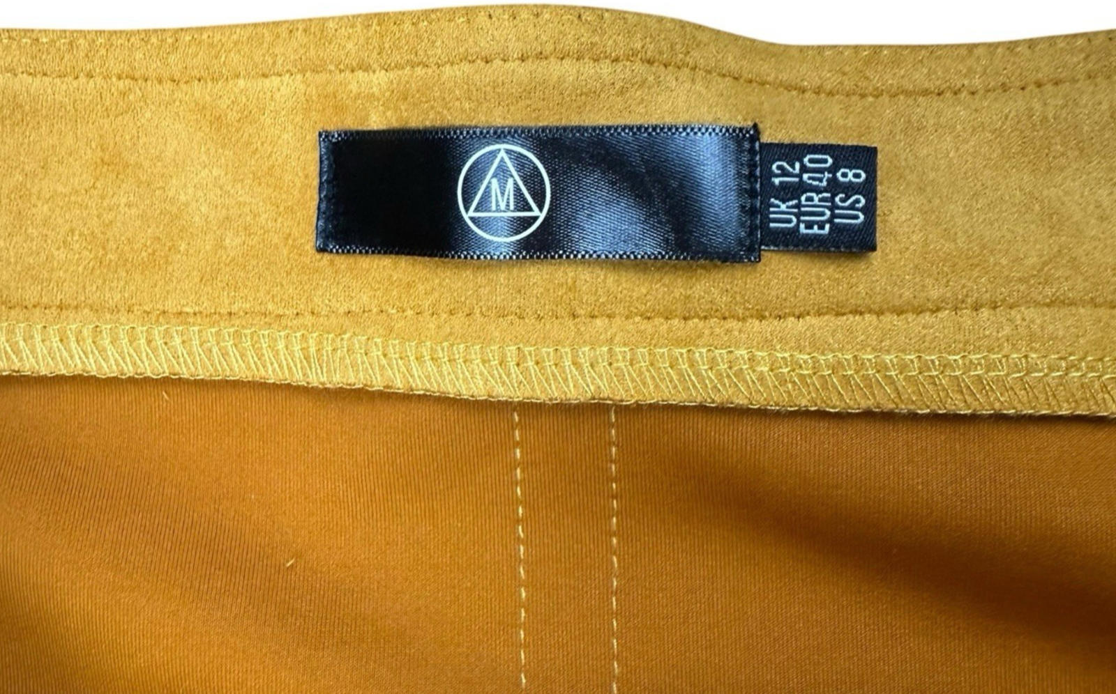 Misguided Mustard Skirt Velour High Waist Aline Women’s UK Size 12