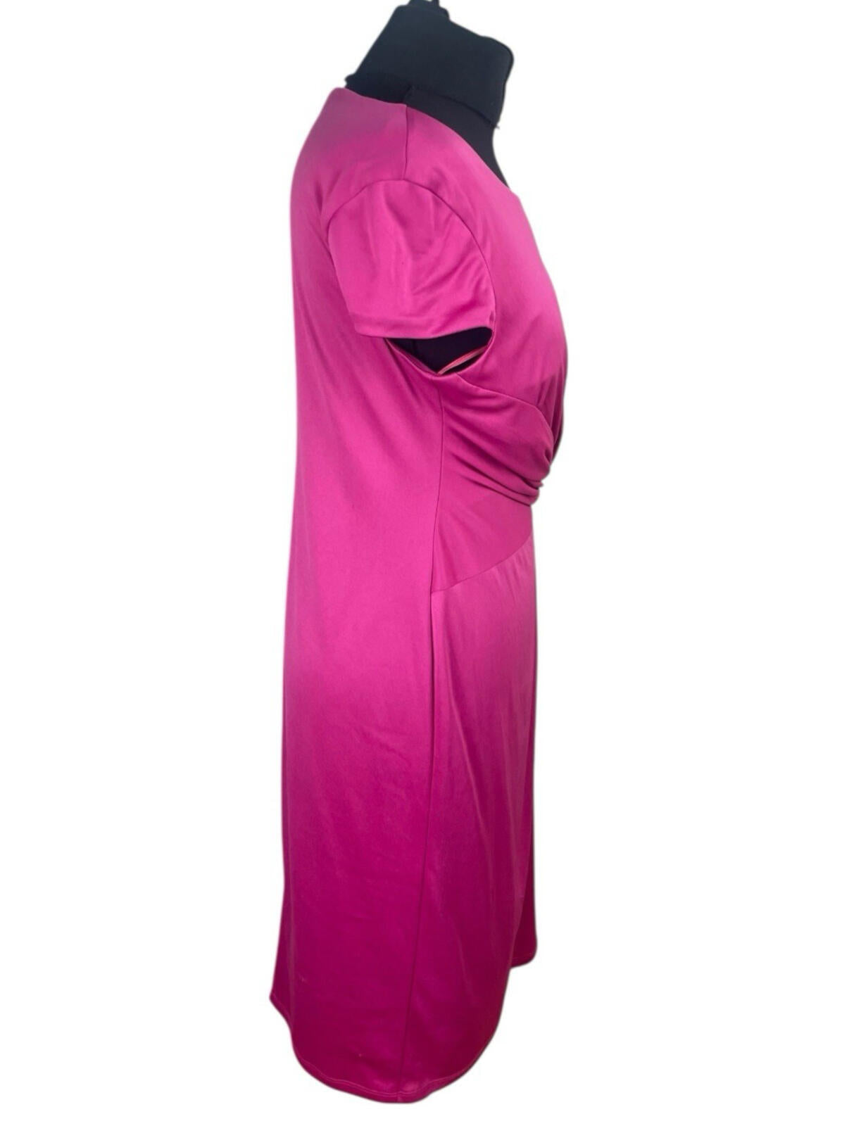 Damsel In A Dress Satin Party Dress Women's UK Size 12 Ruched Cap Sleeve Pink