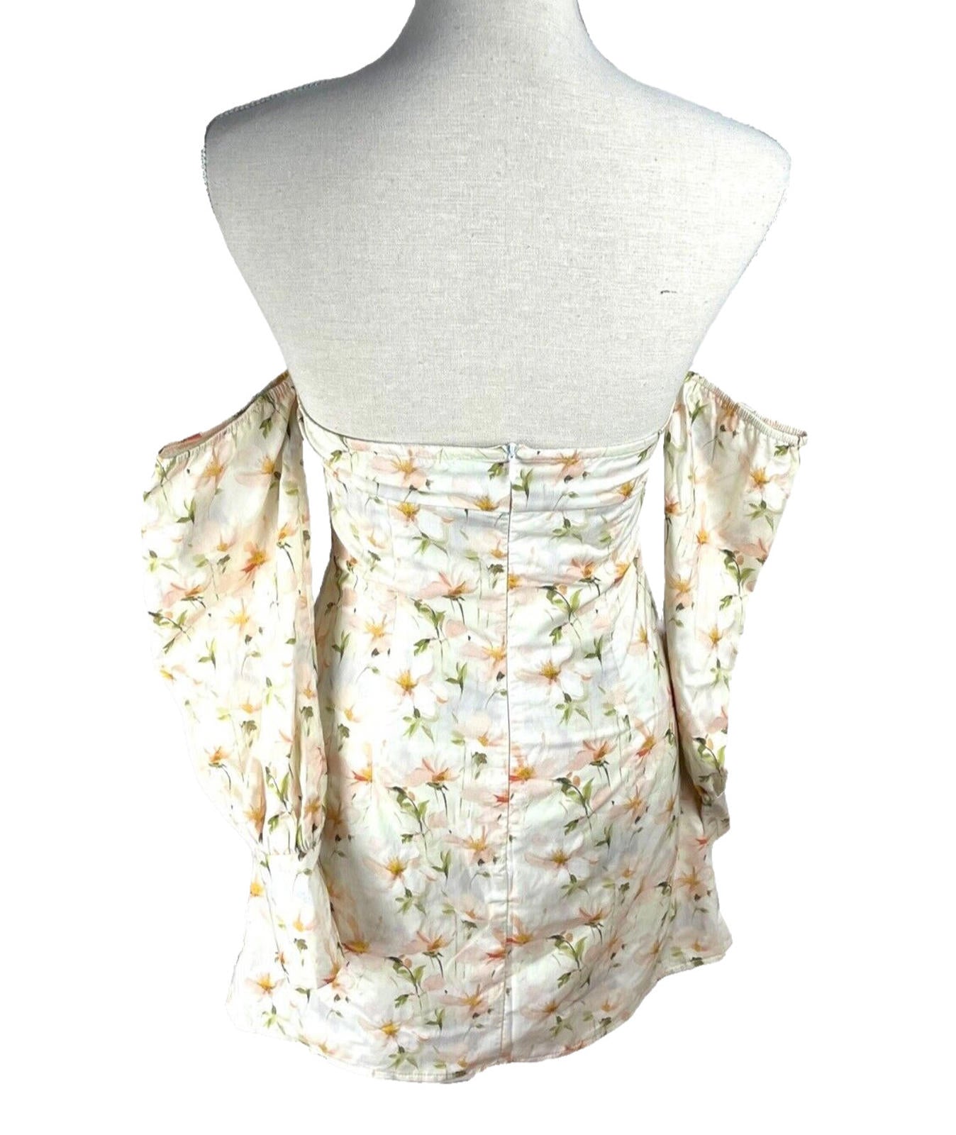 Pretty Little Thing Mini Dress Floral Off Shoulder Women's UK Size 8