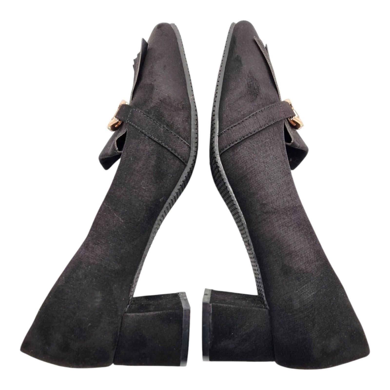 JD Williams Black Suedette Block Heel Court Shoes Wide Fit Women's UK Size 7 EEE