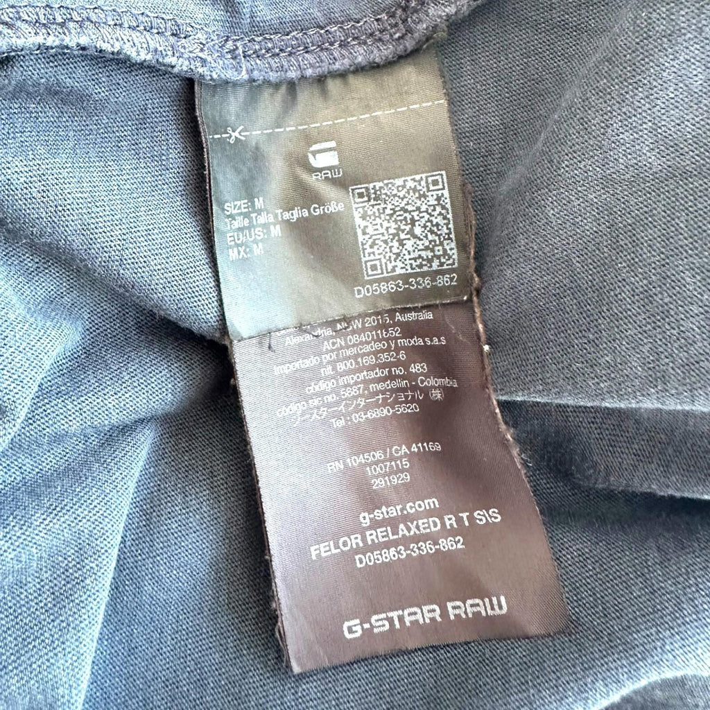 G-Star Raw T-Shirt Men's UK Size M Dark Grey Jersey 100% Cotton Crew Neck Summer