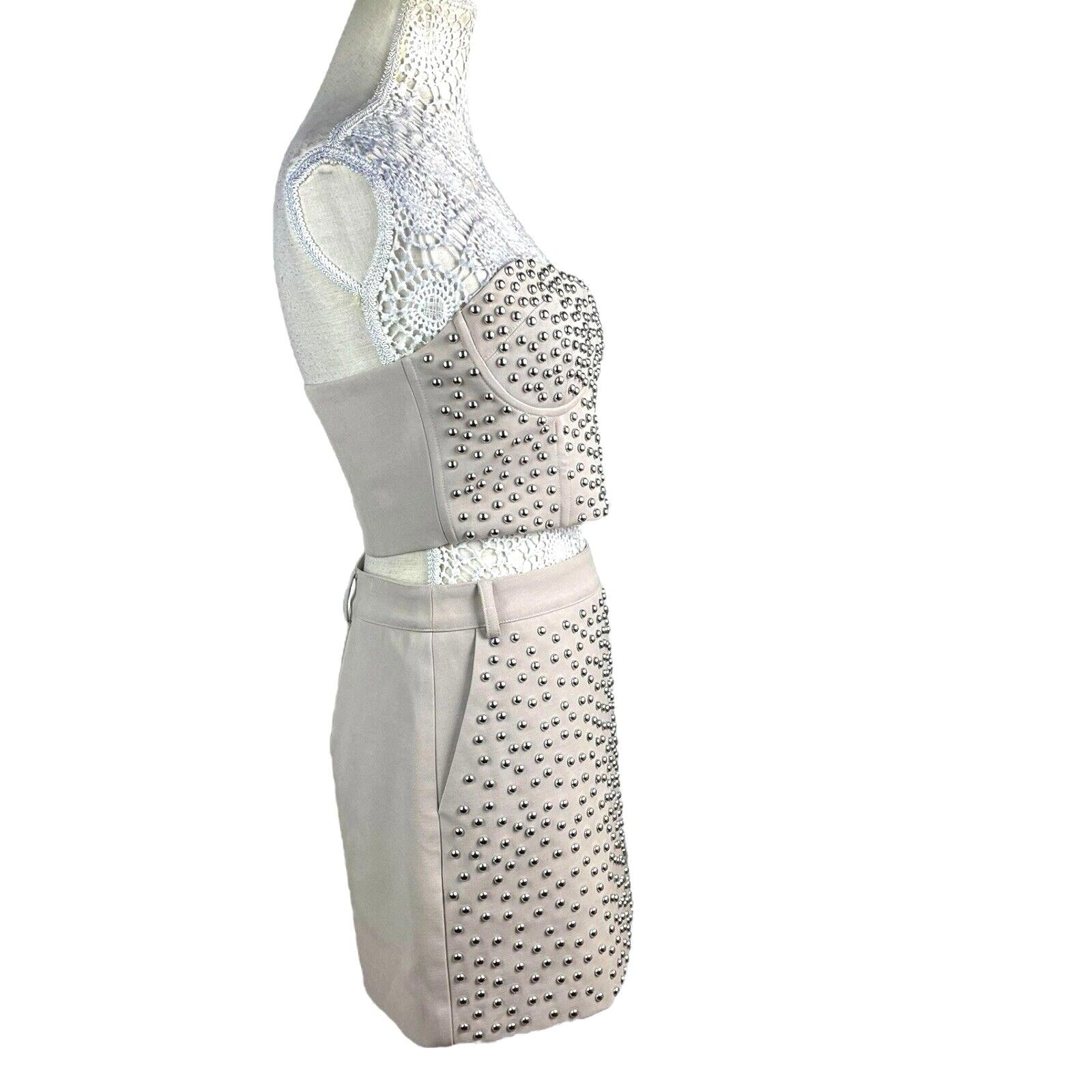 Nasty Gal Beige Studded Skirt A D Croptop Co-Ord Set Women’s UK Size 10