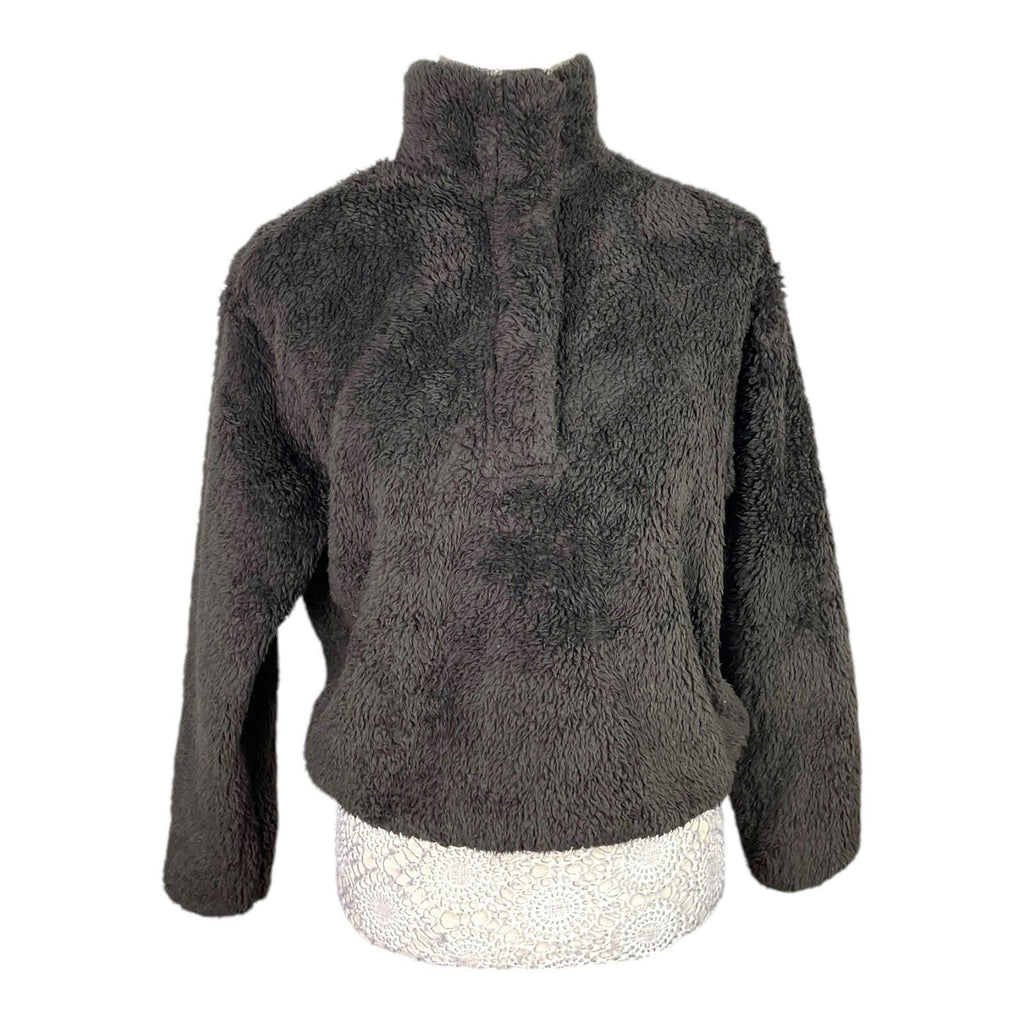 H&M Dark Brown Teddy Fleece Jumper High Neck Relaxed Fit Women’s UK Size XS