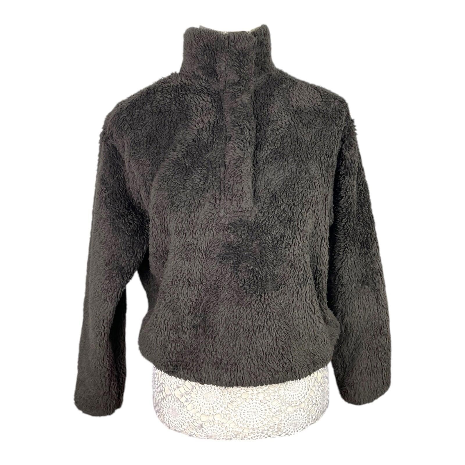 H&M Dark Brown Teddy Fleece Jumper High Neck Relaxed Fit Women’s UK Size XS