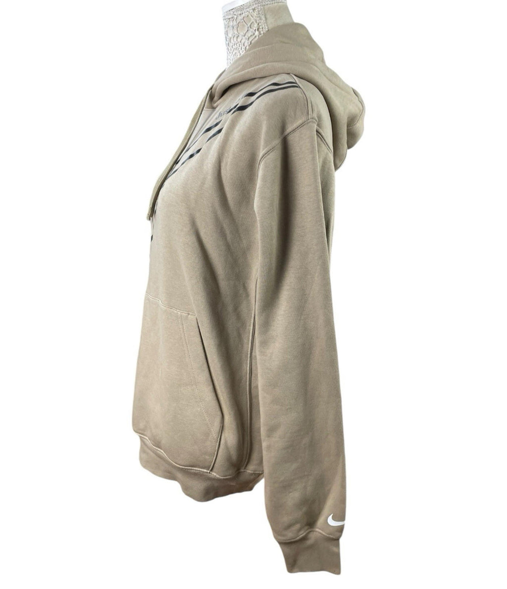 Nike Swoosh Hoodie Fleece Lined Jersey Beige Stone Women’s UK Size S