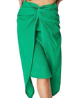 Stradivarius Green Knot Front Midi Skirt Crinkle Effect Women’s UK Size XS