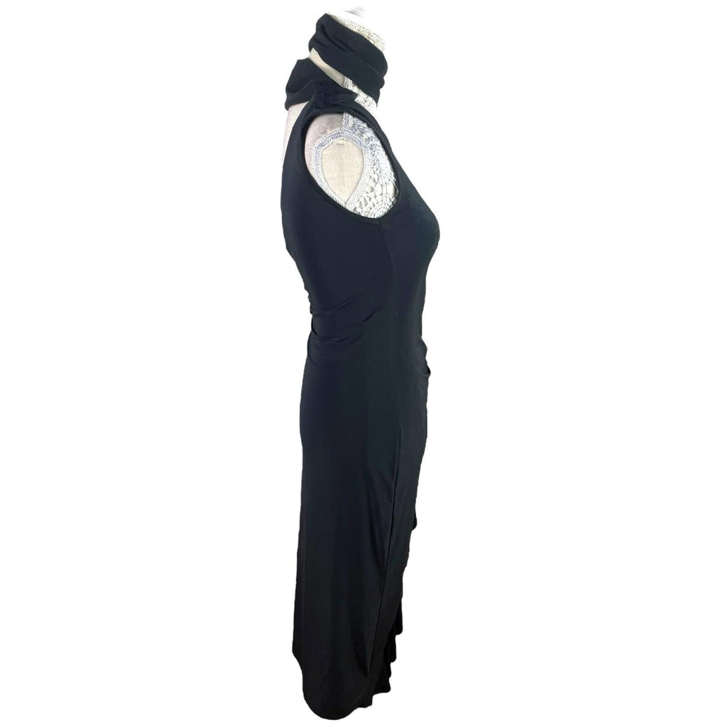 Global Black Midi Dress One Shoulder Collared Occasion Women’s UK Size 8