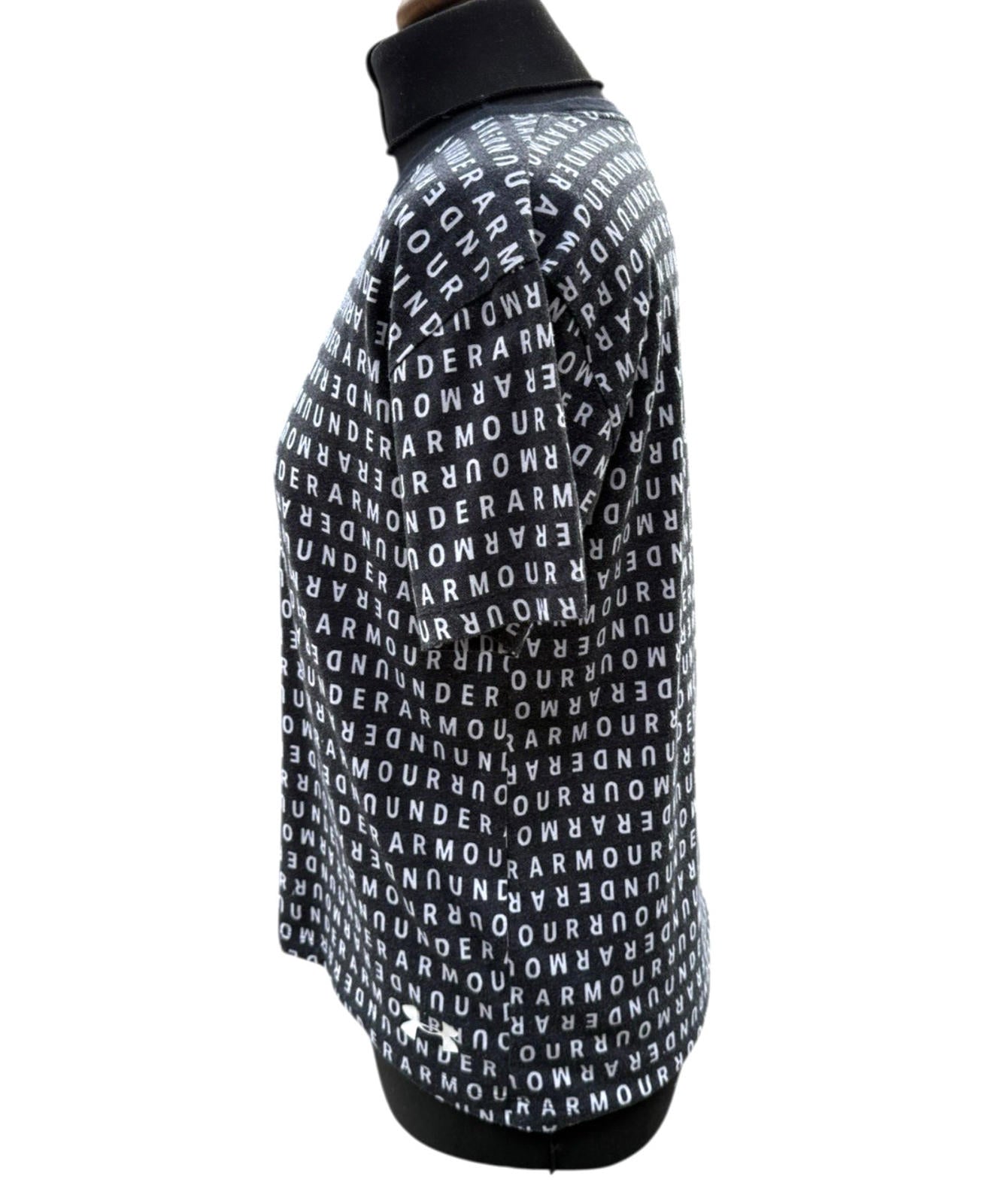 Under Armour Black White T-shirt Logo Print Shirt Sleeve Women’s UK Size S