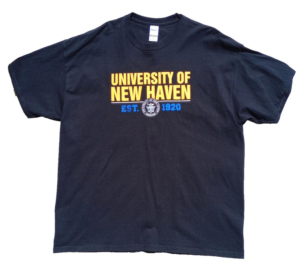 Graphic Print T-Shirt Men's UK Size 2XL Black Crew Neck 100% Cotton University