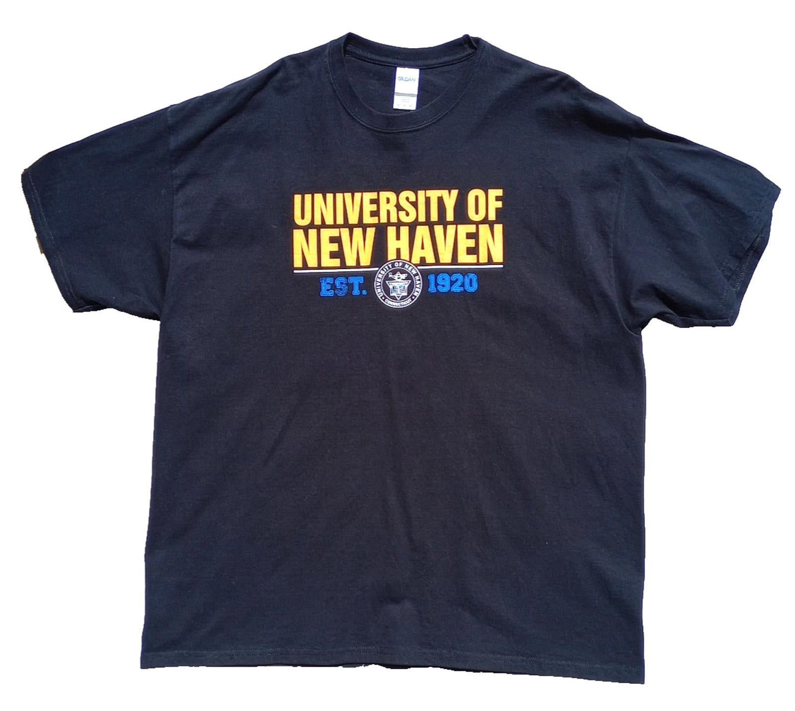 Graphic Print T-Shirt Men's UK Size 2XL Black Crew Neck 100% Cotton University