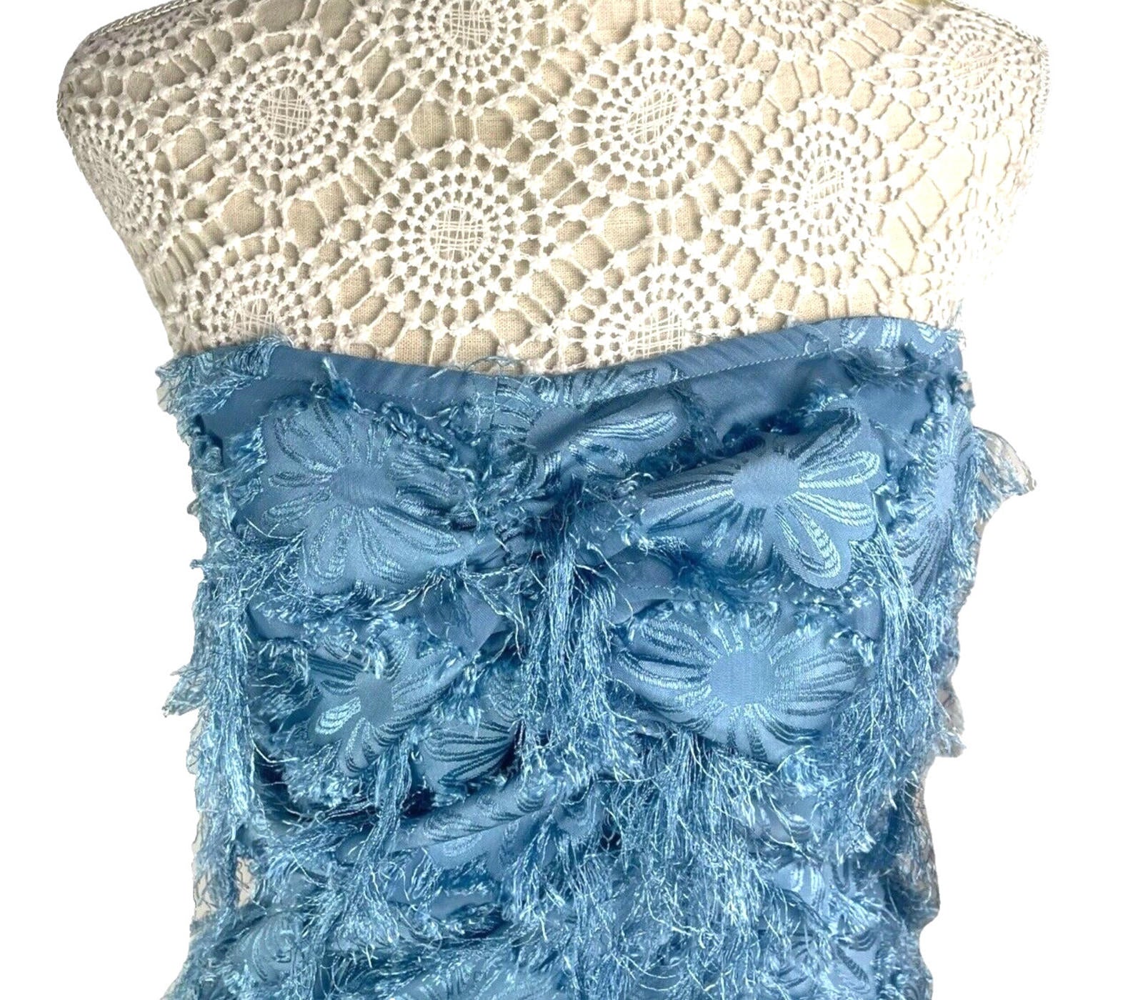 Pretty Little Thing Blue Faux Feather Off Shoulder Mini Dress Women’s UK Size 8